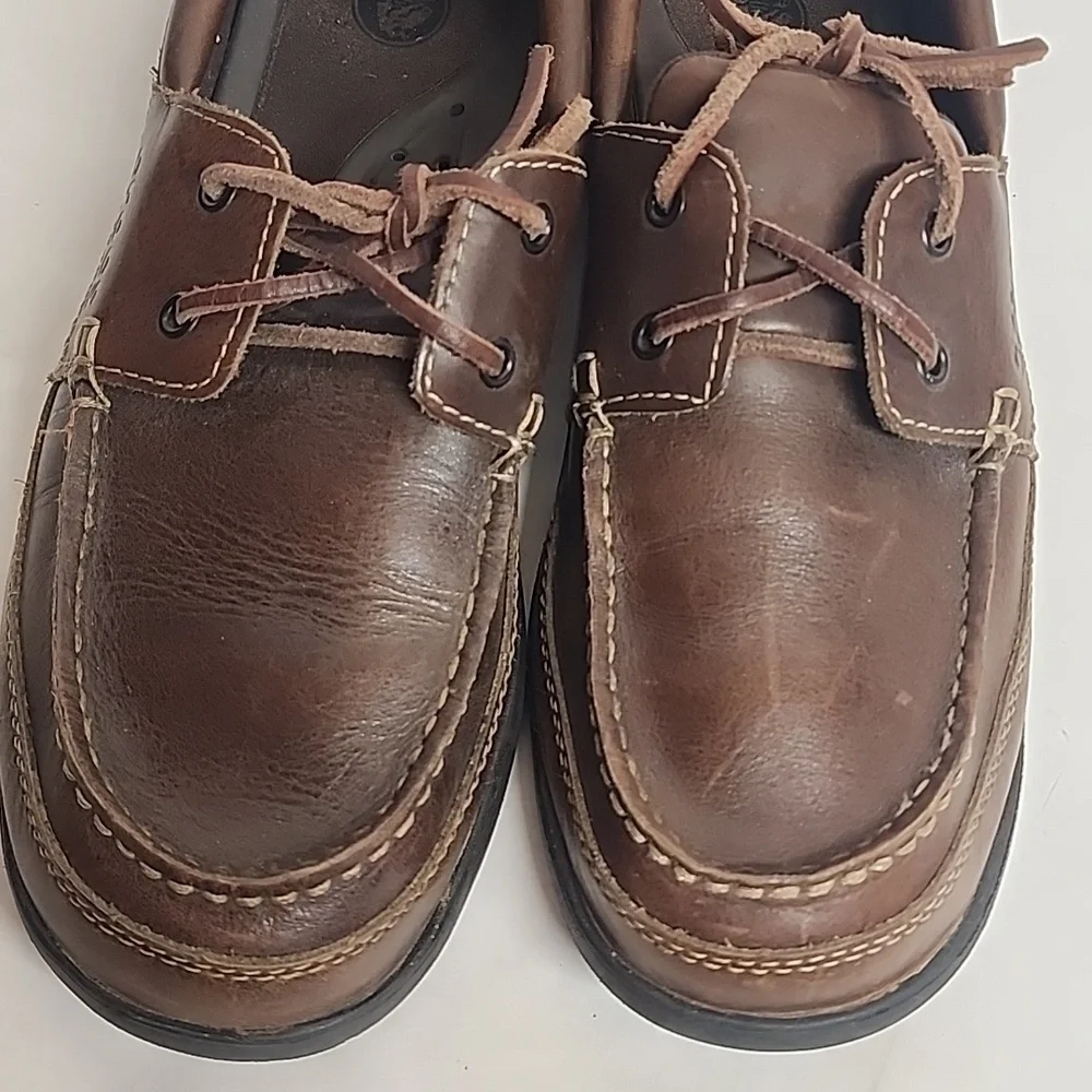Crocs Leather Harborline Moccasin Mens Brown Boat Shoes Size M11